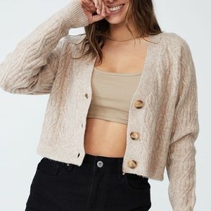 Cropped cable cardigan